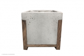 Concrete VUO planter with wooden detail, Grey